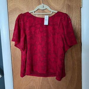 NWT Loft Blouse, Small, Red with detailed design